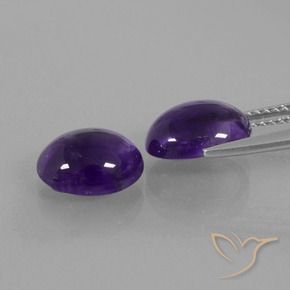 Pedras preciosas de Ametista Violeta escuro natural de 4.91 ct, oval, Transparente