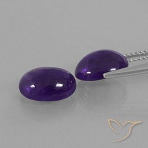 Pedras preciosas de Ametista Violeta escuro natural de 4.76 ct, oval, Transparente