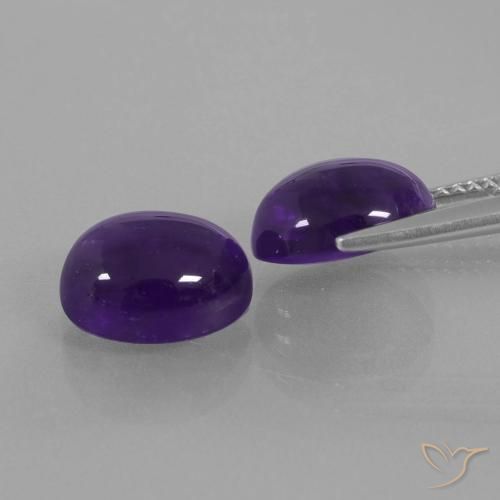 Pedras preciosas de Ametista Violeta escuro natural de 6.11 ct, oval, Transparente