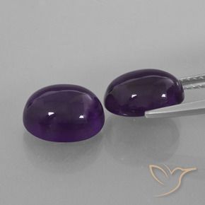 Pedras preciosas de Ametista Violeta escuro natural de 6.06 ct, oval, Transparente