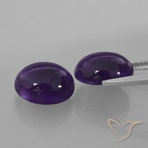 Pedras preciosas de Ametista Violeta escuro natural de 5.96 ct, oval, Transparente