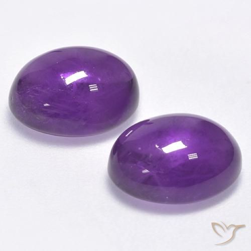 Pedras preciosas de Ametista Violeta Médio-claro natural de 5.63 ct, oval, Transparente