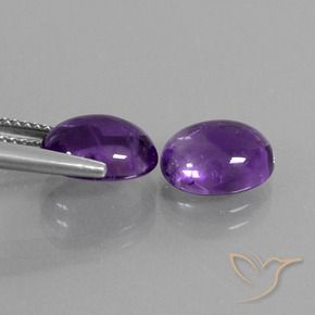 Pedras preciosas de Ametista Violeta médio natural de 5.08 ct, oval, Transparente