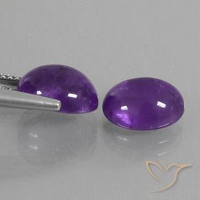 Pedras preciosas de Ametista Violeta médio natural de 5.33 ct, oval, Transparente