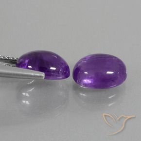 Pedras preciosas de Ametista Violeta Médio-claro natural de 5.76 ct, oval, Transparente