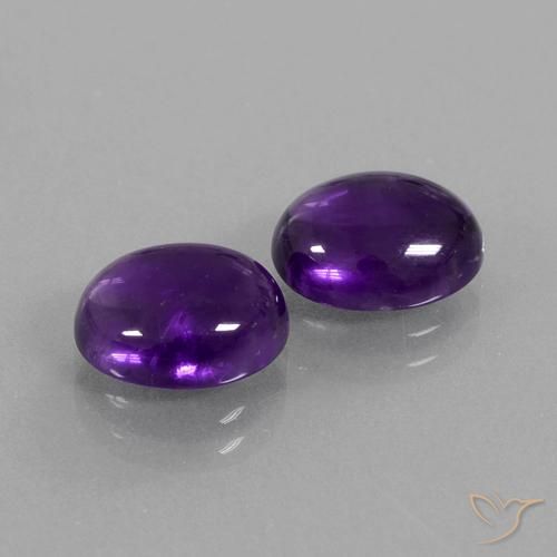 Pedras preciosas de Ametista Violeta médio natural de 5.56 ct, oval, Transparente