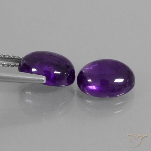 Pedras preciosas de Ametista Violeta médio natural de 5.56 ct, oval, Transparente