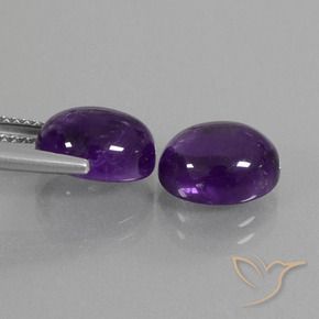 Pedras preciosas de Ametista Violeta médio natural de 6.21 ct, oval, Transparente