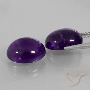 Pedras preciosas de Ametista Violeta escuro natural de 10.41 ct, oval, Transparente