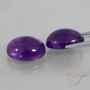 Pedras preciosas de Ametista Violeta médio natural de 9.68 ct, oval, Transparente