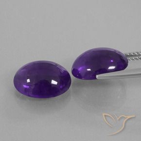Pedras preciosas de Ametista Violeta médio natural de 8.46 ct, oval, Transparente