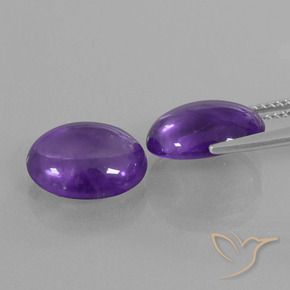 Pedras preciosas de Ametista Violeta médio natural de 8.18 ct, oval, Transparente