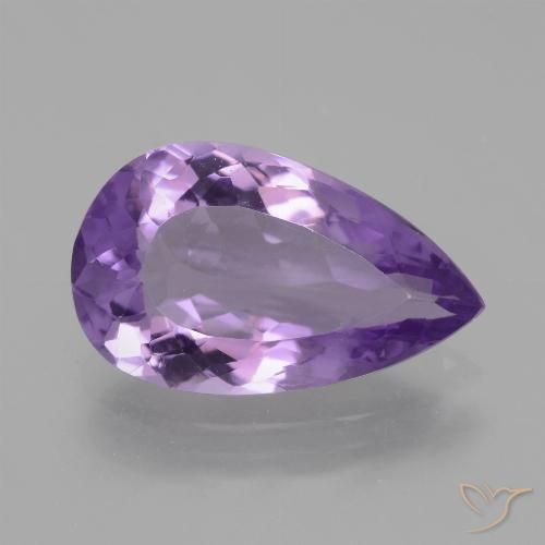 Ametista Violeta médio Natural 6.48ct, Formato de pêra, VS