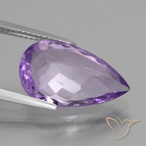 Ametista Violeta médio Natural 6.48ct, Formato de pêra, VS