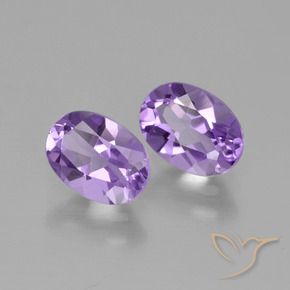 Pedras preciosas de Ametista Violeta Médio-claro natural de 1.53 ct, oval, VVS-VS