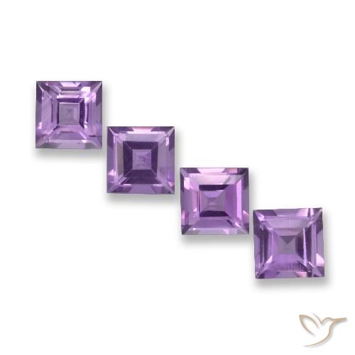 3.74ctw Natural Violeta-rosa médio Ametista, Quadrado, VVS-VS