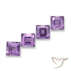 Pedras preciosas de Ametista Violeta-rosa médio natural de 3.74 ct, Quadrado, VVS-VS