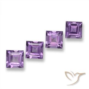 Pedras preciosas de Ametista Violeta-rosa médio natural de 3.94 ct, Quadrado, VVS-VS