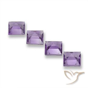 Pedras preciosas de Ametista Violeta-rosa médio natural de 3.94 ct, Quadrado, VVS-VS