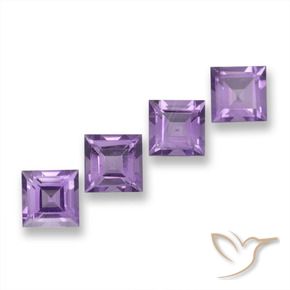 Pedras preciosas de Ametista Violeta-rosa médio natural de 4.07 ct, Quadrado, VVS-VS
