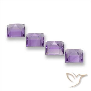Pedras preciosas de Ametista Violeta-rosa médio natural de 4.07 ct, Quadrado, VVS-VS