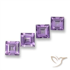 Pedras preciosas de Ametista Violeta-rosa médio natural de 3.77 ct, Quadrado, VVS-VS