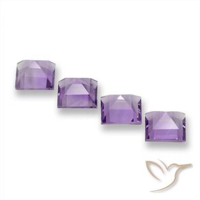 Pedras preciosas de Ametista Violeta-rosa médio natural de 3.77 ct, Quadrado, VVS-VS