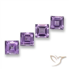 Pedras preciosas de Ametista Violeta-rosa médio natural de 3.87 ct, Quadrado, VVS-VS