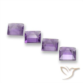 Pedras preciosas de Ametista Violeta-rosa médio natural de 3.87 ct, Quadrado, VVS-VS