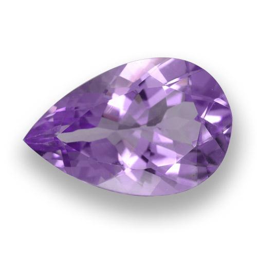 Ametista violeta médio natural 4,49ct, formato de pêra, VVS