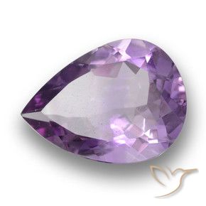 Ametista Violeta médio Natural 3.21ct, Formato de pêra, VS