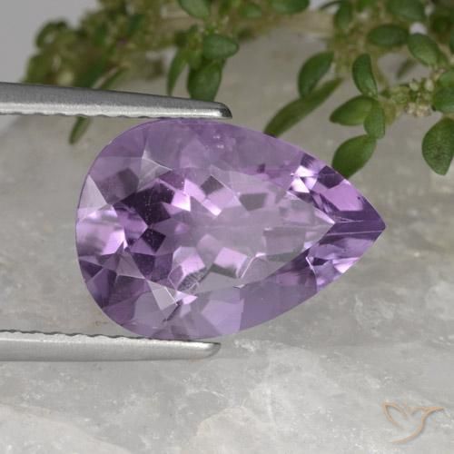 Ametista Violeta médio Natural 3.43ct, Formato de pêra, VS