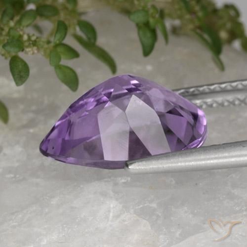 Ametista Violeta médio Natural 3.43ct, Formato de pêra, VS
