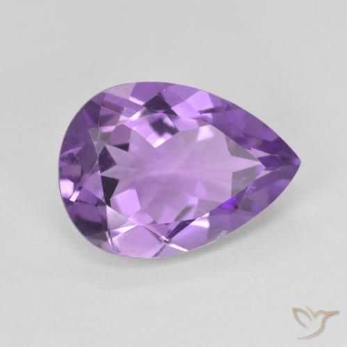Ametista Violeta Púrpura Médio Natural 4.58ct, Formato de pêra, VVS