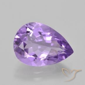 Ametista Violeta médio Natural 4.48ct, Formato de pêra, VVS