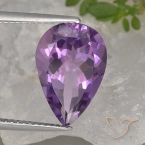 Ametista Violeta médio Natural 4.56ct, Formato de pêra, VVS