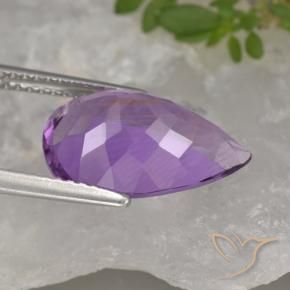 Ametista Violeta médio Natural 4.56ct, Formato de pêra, VVS
