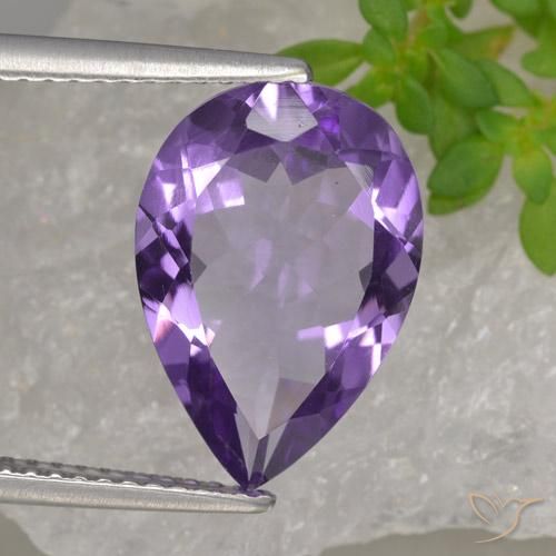 Ametista Violeta médio Natural 4.27ct, Formato de pêra, VVS-VS