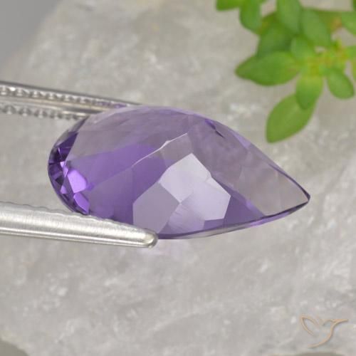 Ametista Violeta médio Natural 3.89ct, Formato de pêra, VVS