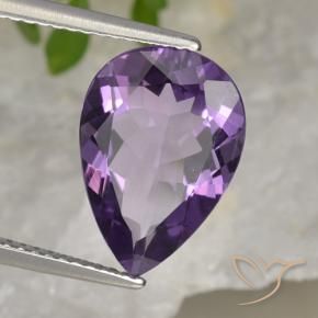 Ametista Violeta-rosa médio Natural 4.13ct, Formato de pêra, VVS