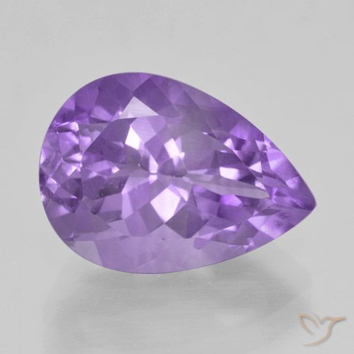 Ametista Violeta médio Natural 5.06ct, Formato de pêra, VVS