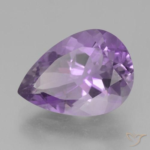 Ametista Rosa Violeta Médio Natural 4.63ct, Formato de pêra, VVS