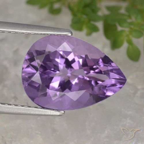 4.69ct Natural Violeta Púrpura Ametista, Formato de pêra, VVS