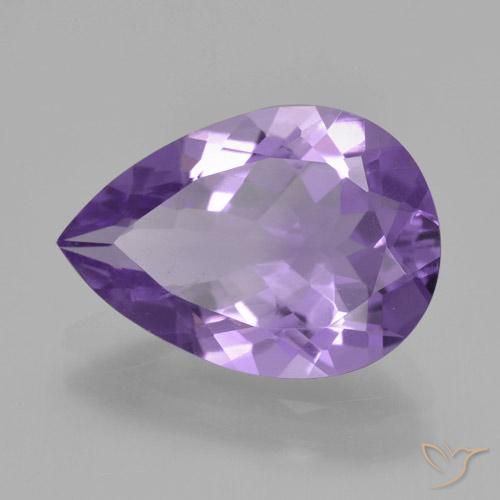 Ametista Violeta médio Natural 3.57ct, Formato de pêra, VS