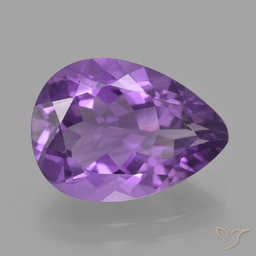 4.59ct Natural Violeta Vívido Ametista, Formato de pêra, VVS