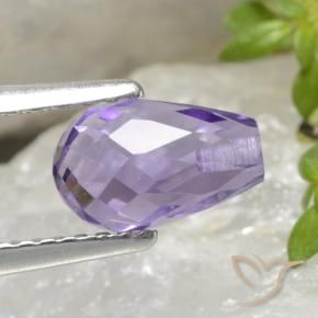 Ametista Violeta claro Natural 1.42ct, Briolette, VVS-VS