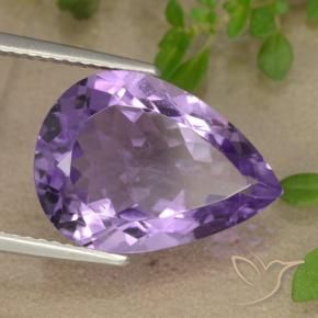 Ametista Violeta médio Natural 6.41ct, Formato de pêra, VS