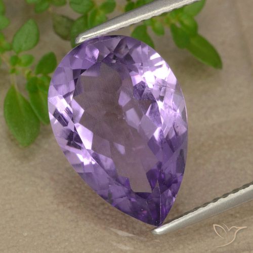 5.04ct Natural Violeta Púrpura Médio-claro Ametista, Formato de pêra, VS