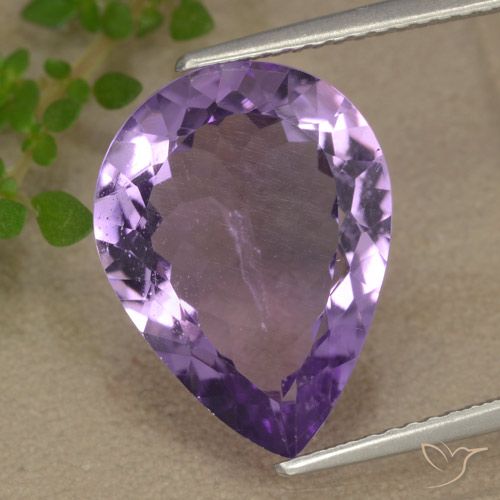 5.84ct Natural Violeta Púrpura Médio-claro Ametista, Formato de pêra, VS