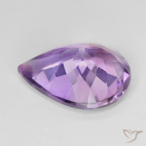 Ametista Medium Light Purplish-Violet Natural 6.68ct, Formato de pêra, VVS-VS